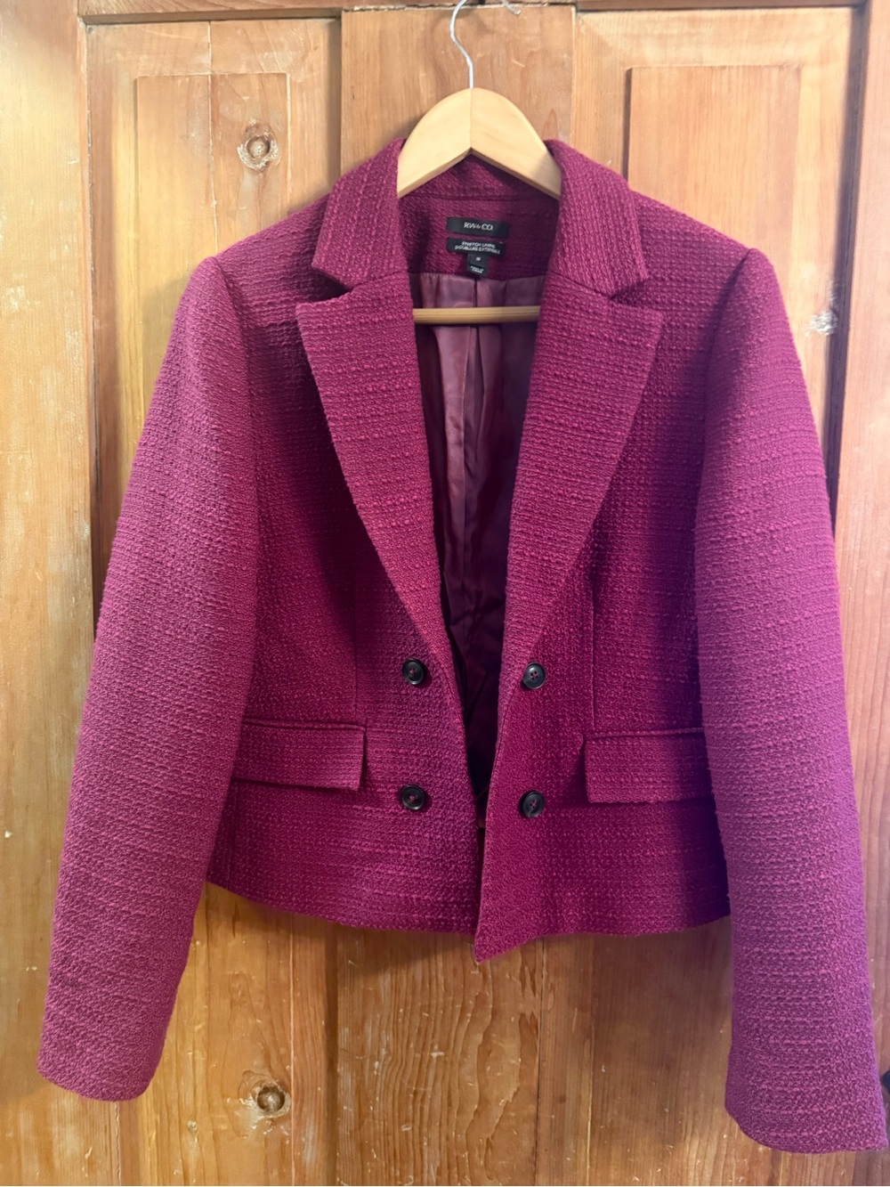 RW&CO. Women's Textured Wine-Red Blazer Jacket